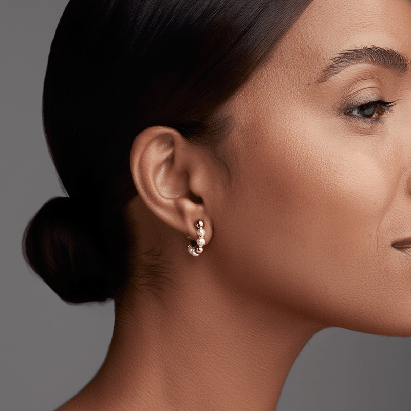 Argolas Pequenas com Pérolas em Ouro 19kl (1.8cm) - Loja do Ouro