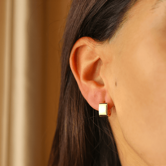 Argolas Quadradas em Prata Dourada (1cm) - Loja do Ouro