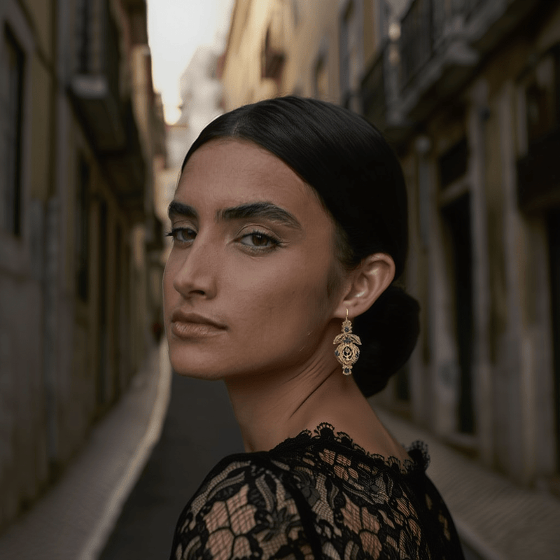 Brincos Alma Lusitana em Prata Dourada (5.7cm) - Loja do Ouro