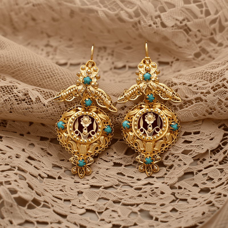 Brincos Alma Lusitana em Prata Dourada (5.7cm) - Loja do Ouro