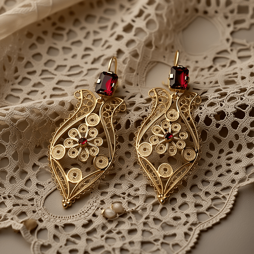 Pendientes Amália en plata chapada en oro (6 cm) - Gold Store Premium