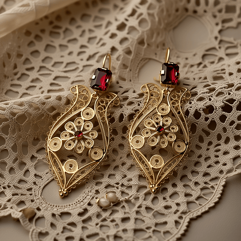 Brincos Amália em Prata Dourada (6cm) - Loja do Ouro