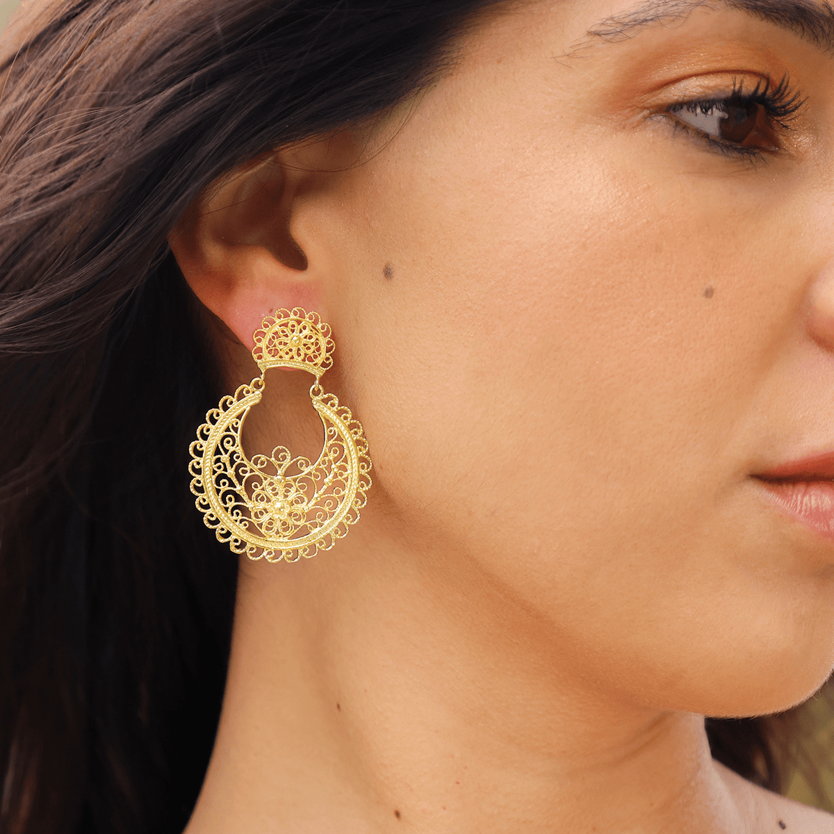 Pendientes modernos de plata chapados en oro - Gold Store Premium