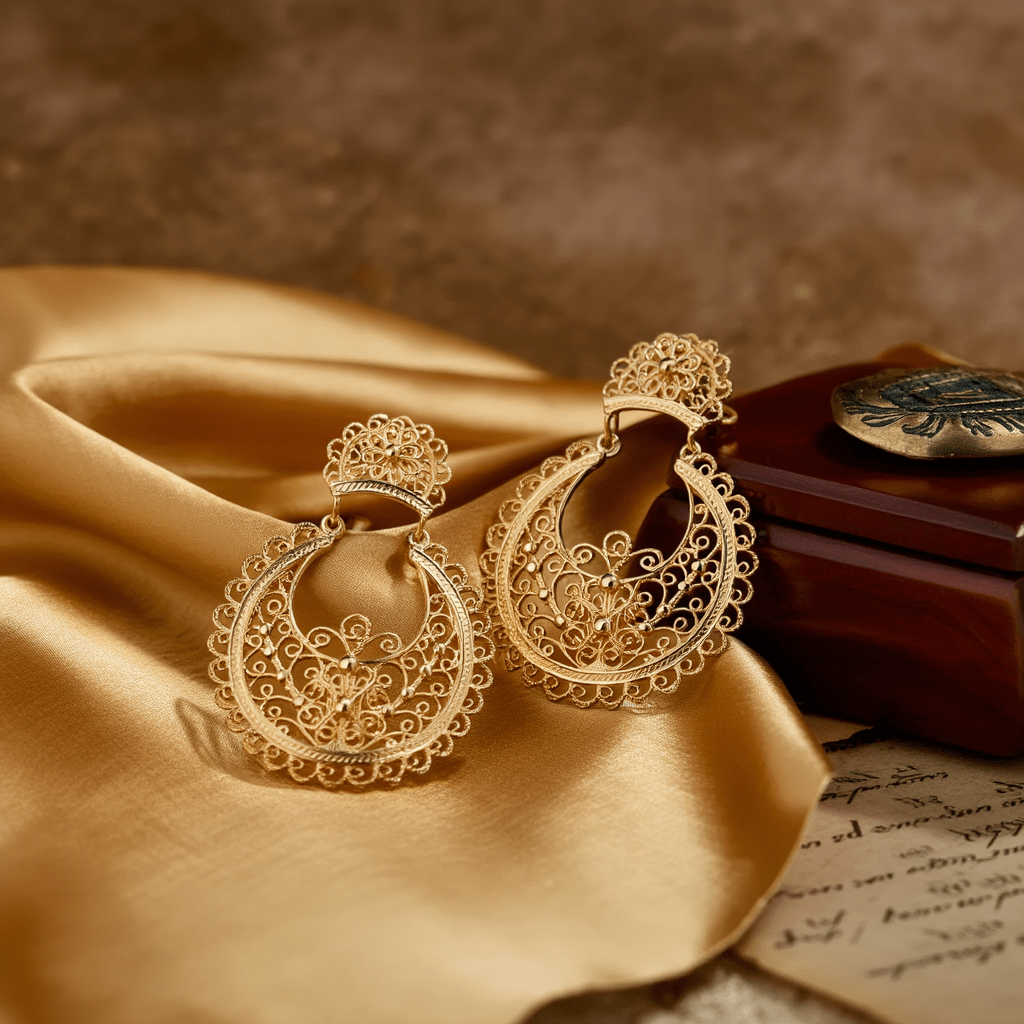 Pendientes modernos de plata chapados en oro - Gold Store Premium