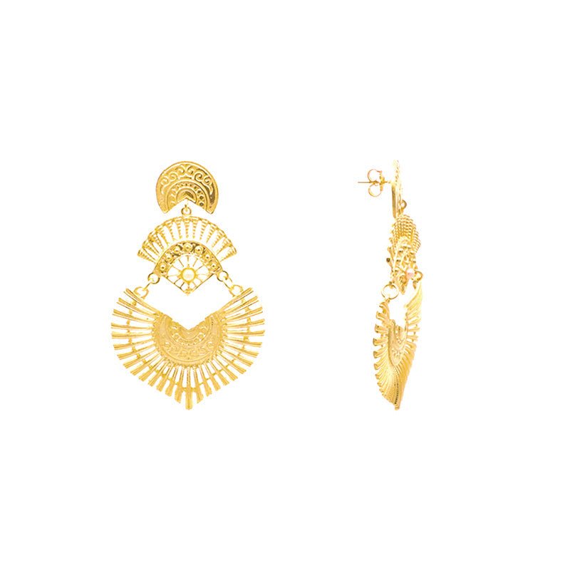 Brincos Aurora em Prata Dourada e Pérola Branca - Loja do Ouro