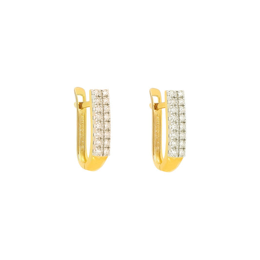 Brincos Bicolor em Ouro 19kl com Zircónias (1.5cm) - Loja do Ouro