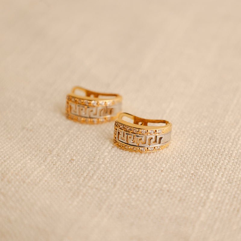 Brincos Bicolores em Ouro 19kl com Zircónias - Loja do Ouro