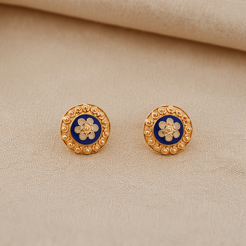 Brincos Caramujo com Esmalte Azul em Ouro 19kl (1.2cm) - Loja do Ouro