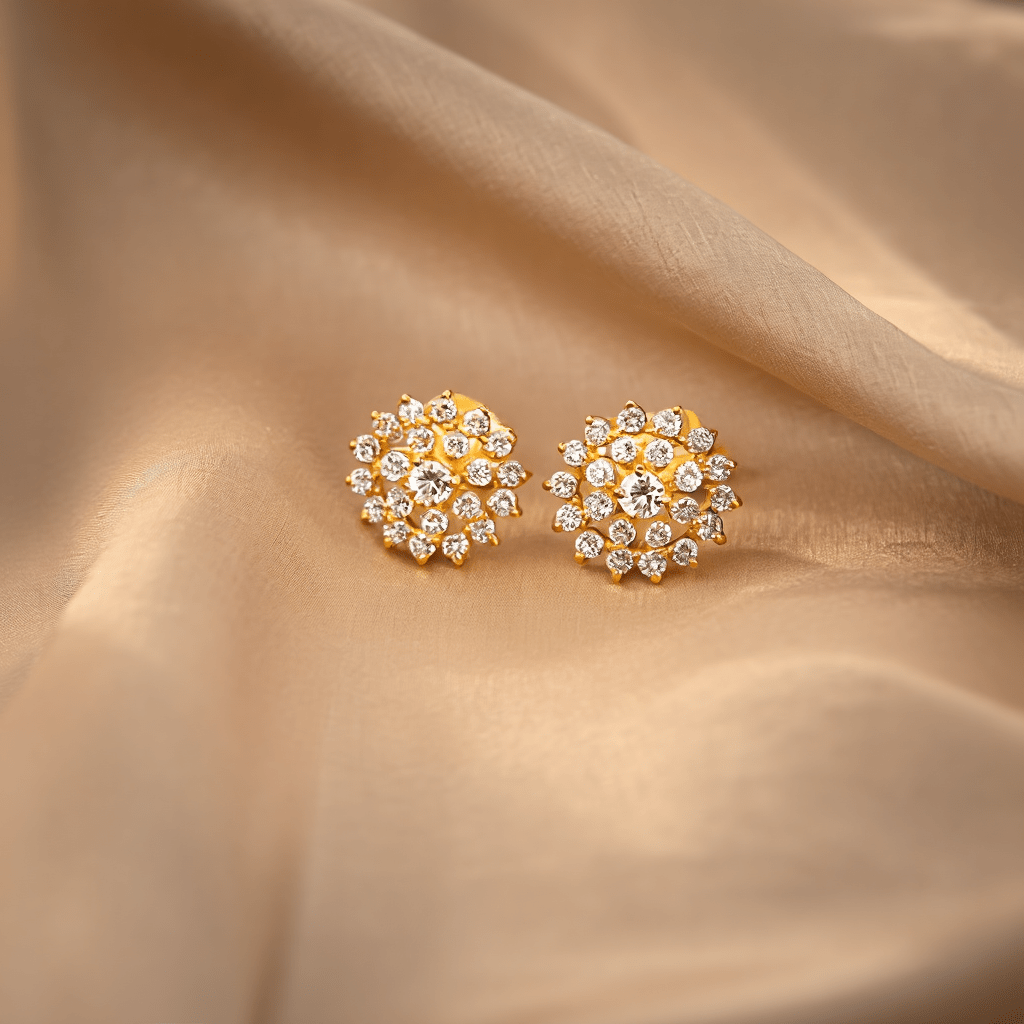 Brincos Chuveiro em Ouro 19kl com Zirconias - Loja do Ouro