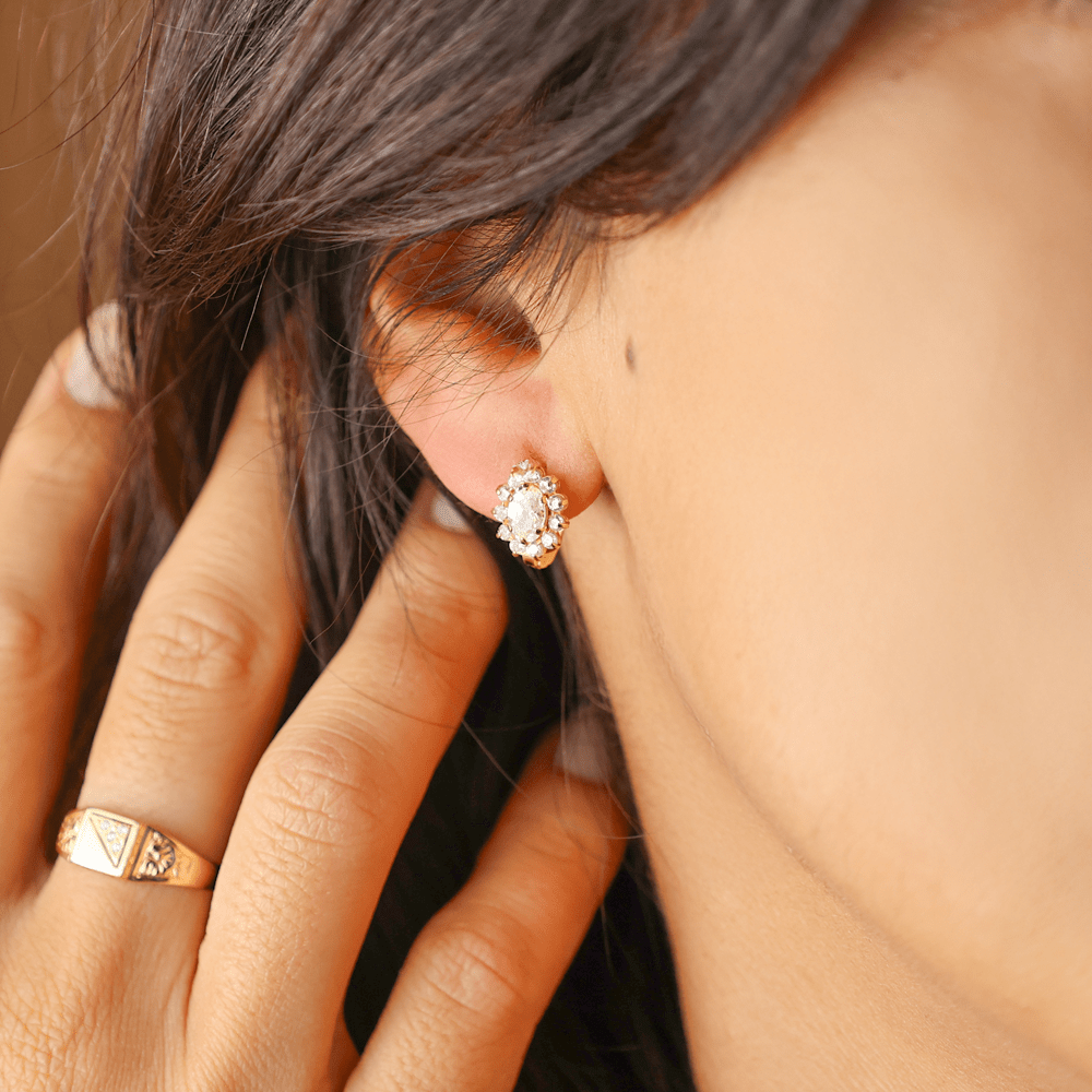 Brincos Chuveiro em Ouro 19kl com Zirconias - Loja do Ouro