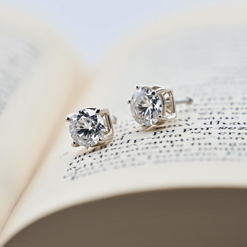 Brincos com Zircónia em Ouro Branco 19kl (5mm) - Loja do Ouro