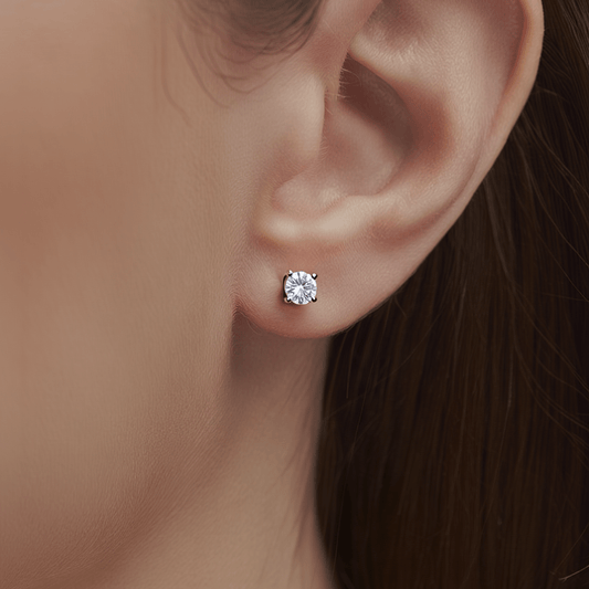 Brincos com Zircónia em Ouro Branco 19kl (5mm) - Loja do Ouro