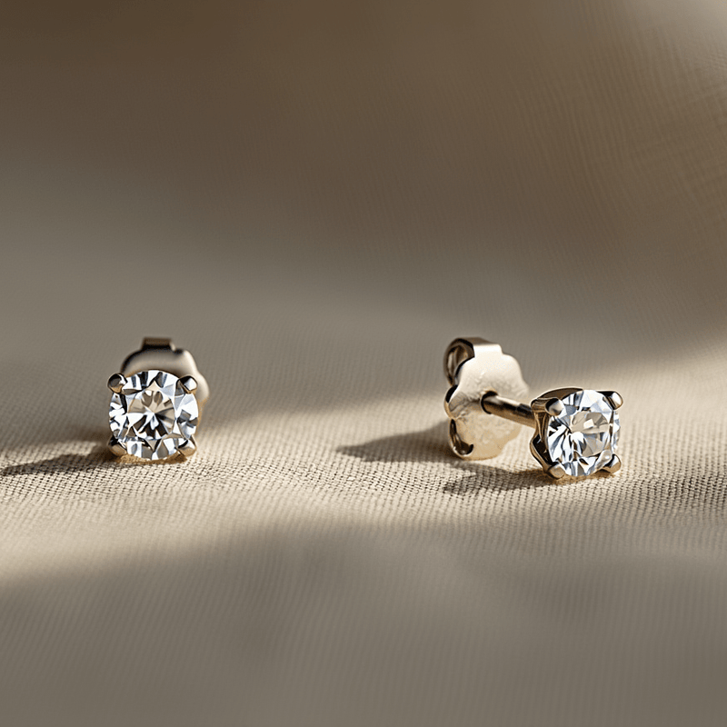 Brincos com Zircónia em Ouro Branco 19kl (5mm) - Loja do Ouro