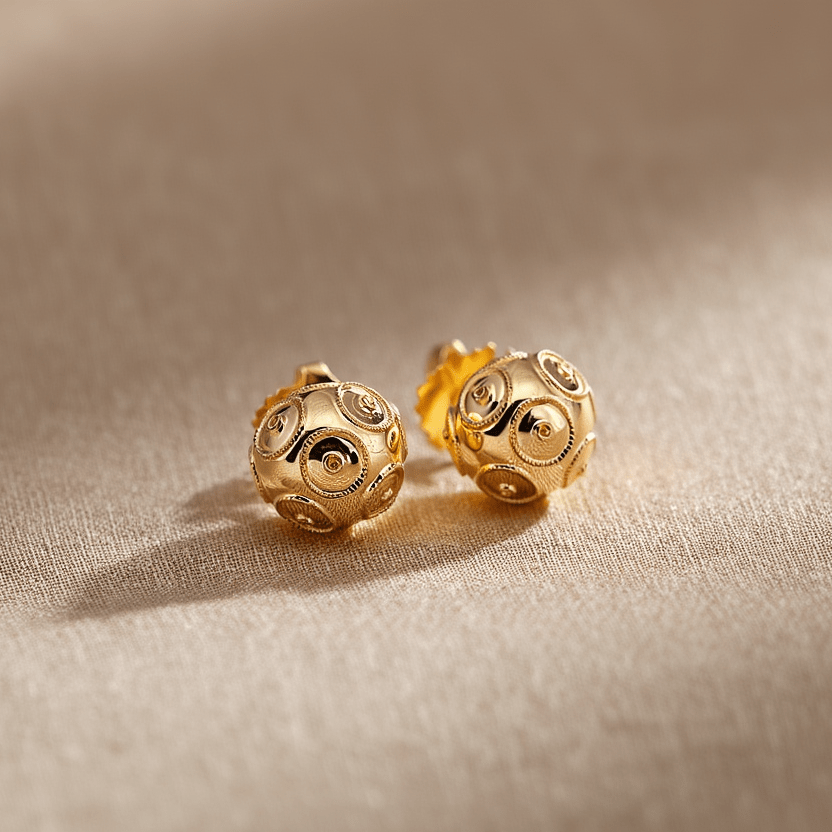 Brincos Contas de Viana em Ouro 19kl (0.8cm) - Loja do Ouro