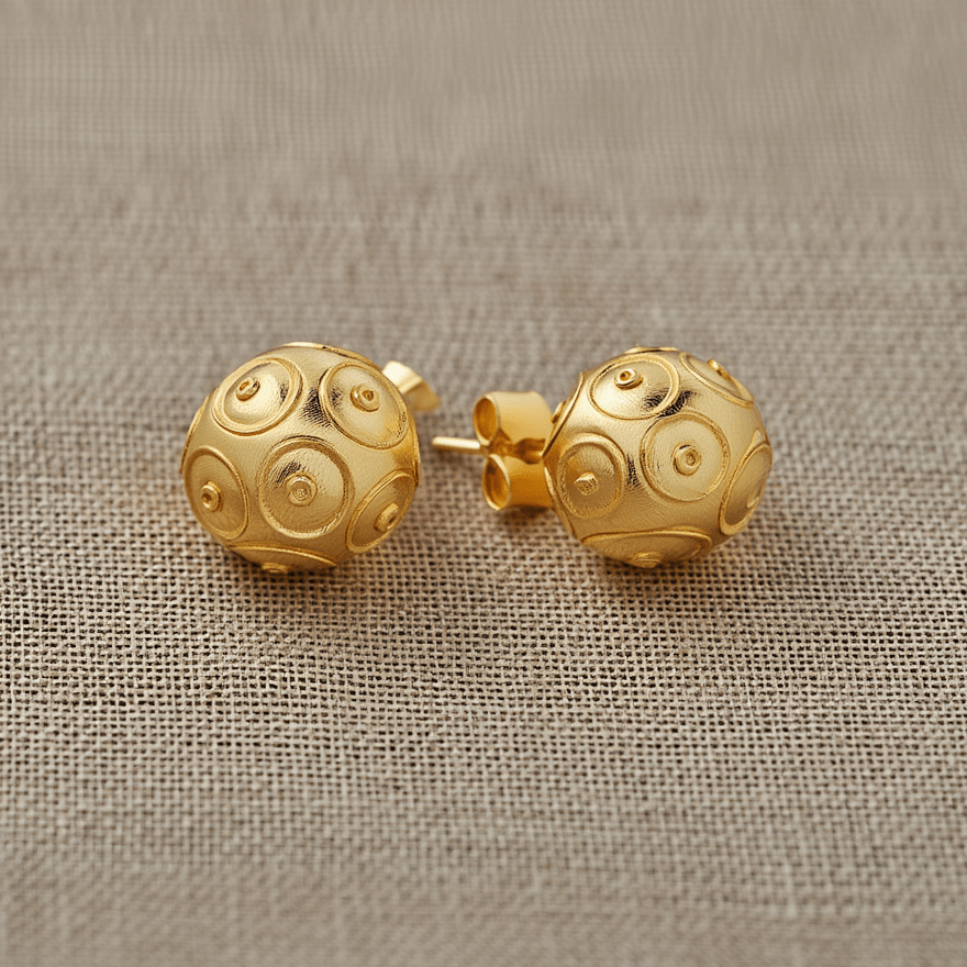 Brincos Contas de Viana em Ouro 19kl (1cm) - Loja do Ouro