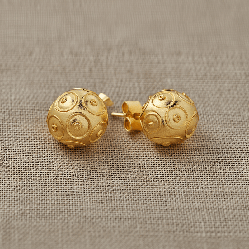 Brincos Contas de Viana em Ouro 19kl (1cm) - Loja do Ouro