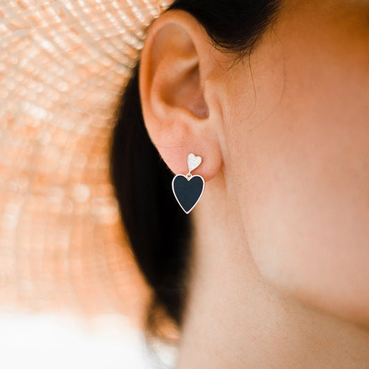 Brincos Copas Pretas em Prata Dourada - Loja do Ouro