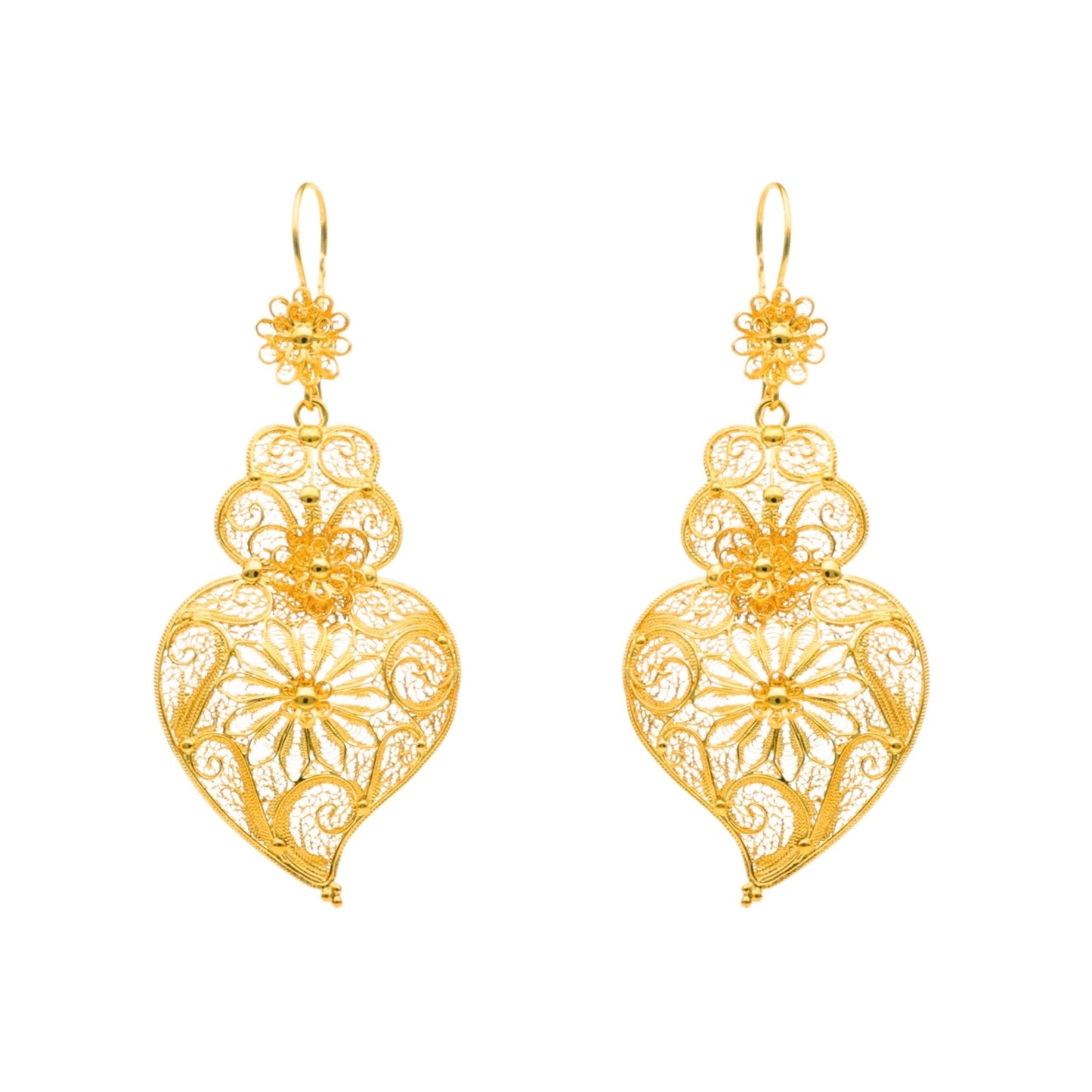 Brincos Coração de Viana em Ouro 19kl (5.5cm) - Loja do Ouro