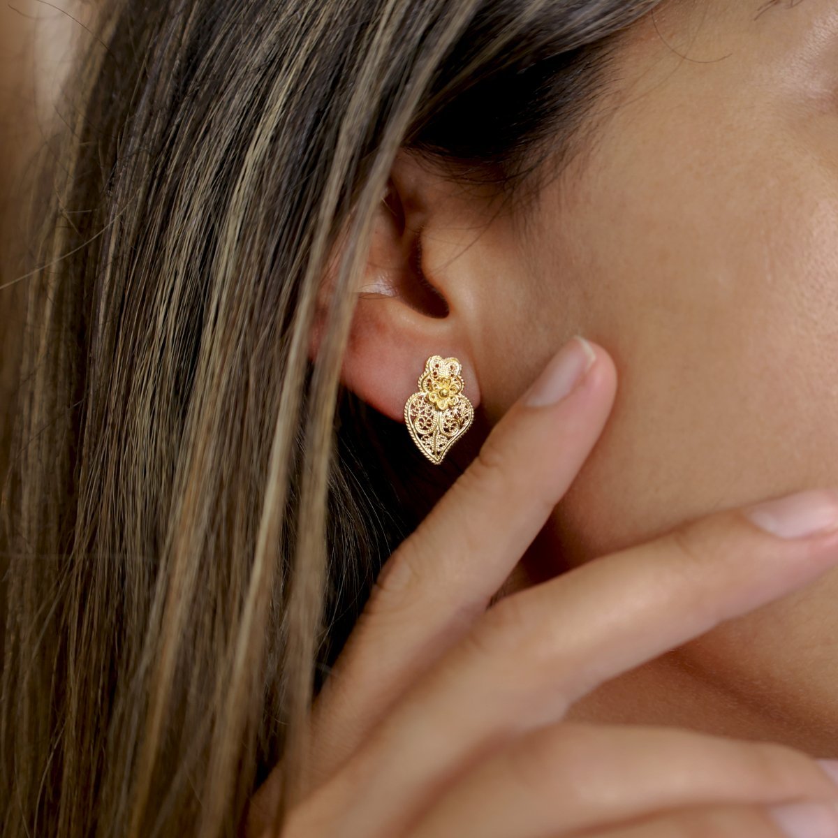 Pendientes Heart of Viana en plata chapada en oro - Gold Store Premium