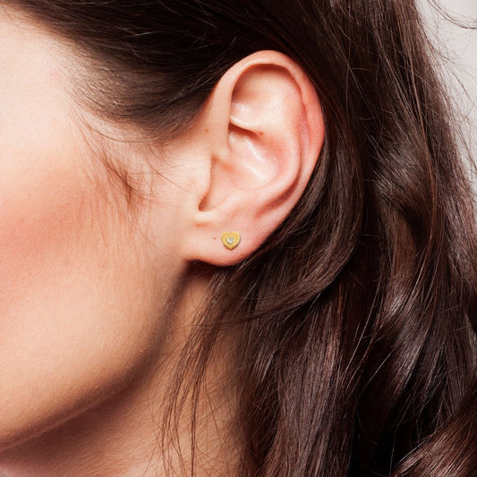 Brincos Coração em Ouro 19kl com Zircónia - Loja do Ouro