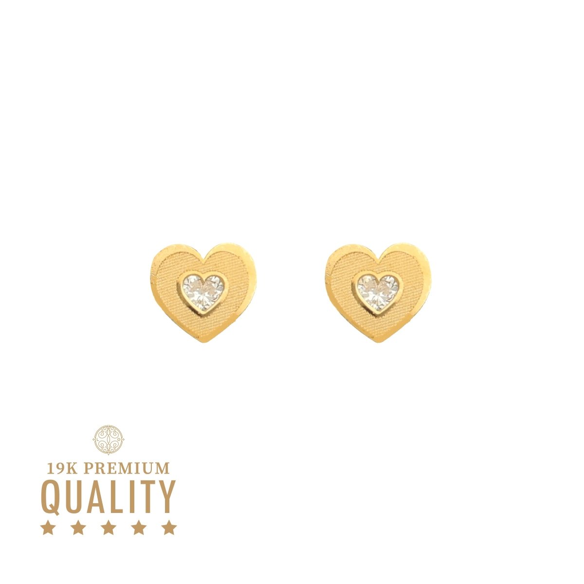 Brincos Coração em Ouro 19kl com Zircónia - Loja do Ouro