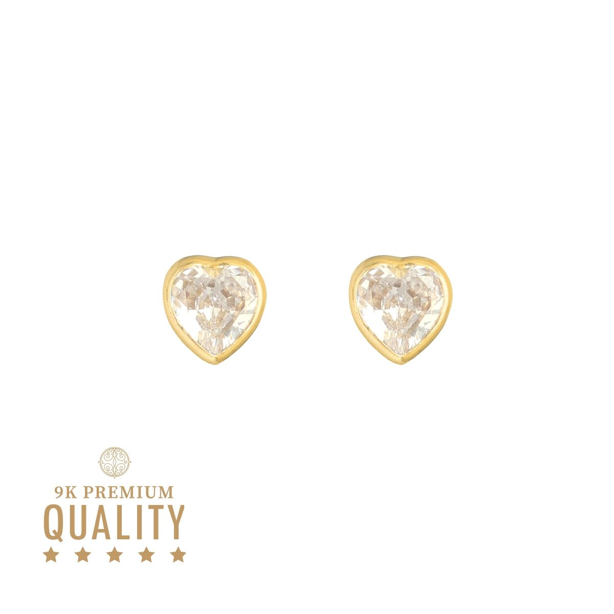 Pendientes de corazón en oro 9kl con circón (0