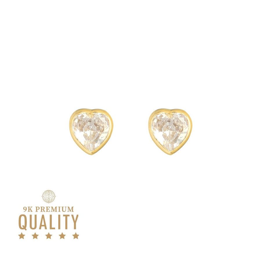 Pendientes de corazón en oro 9kl con circón (0