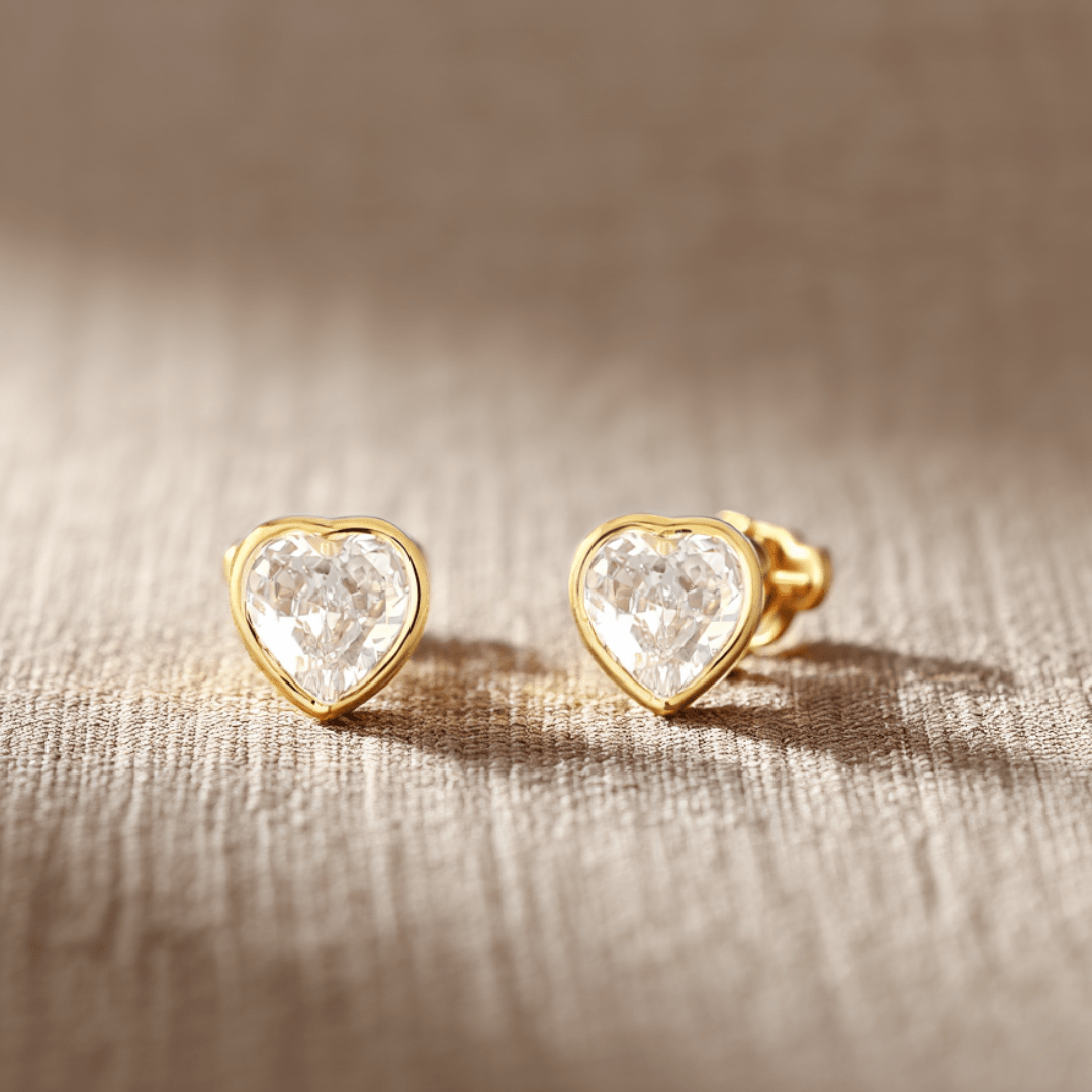 Pendientes de corazón en oro 9kl con circón (0