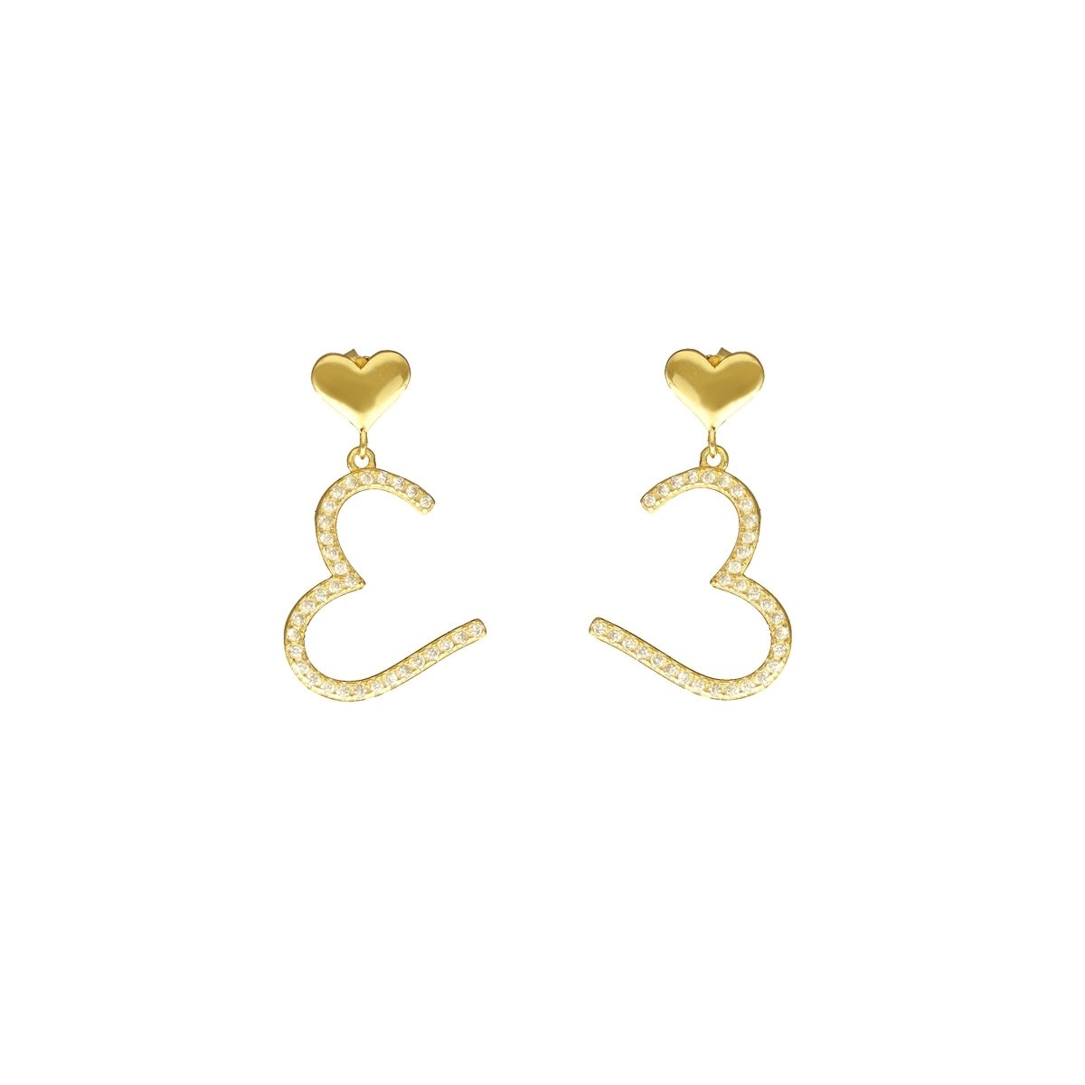 Brincos Coração em Prata com Zircónias - Loja do Ouro