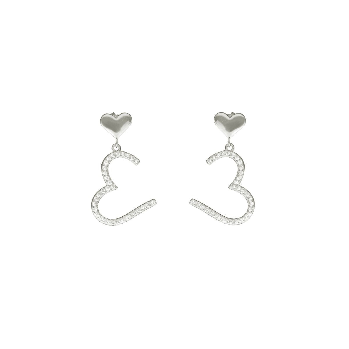 Brincos Coração em Prata com Zircónias - Loja do Ouro