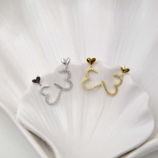 Brincos Coração em Prata com Zircónias - Loja do Ouro