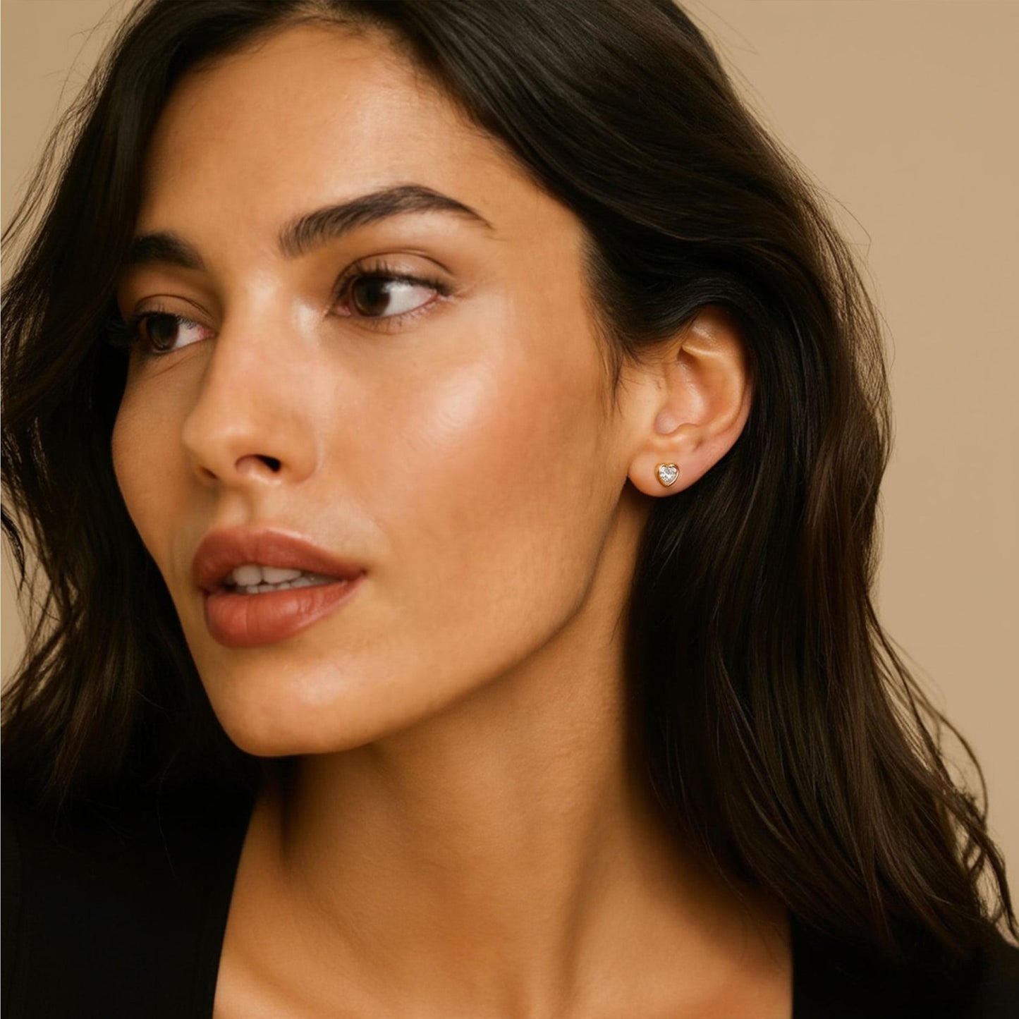 Brincos Coração em Prata Dourada com Zircónia - Loja do Ouro