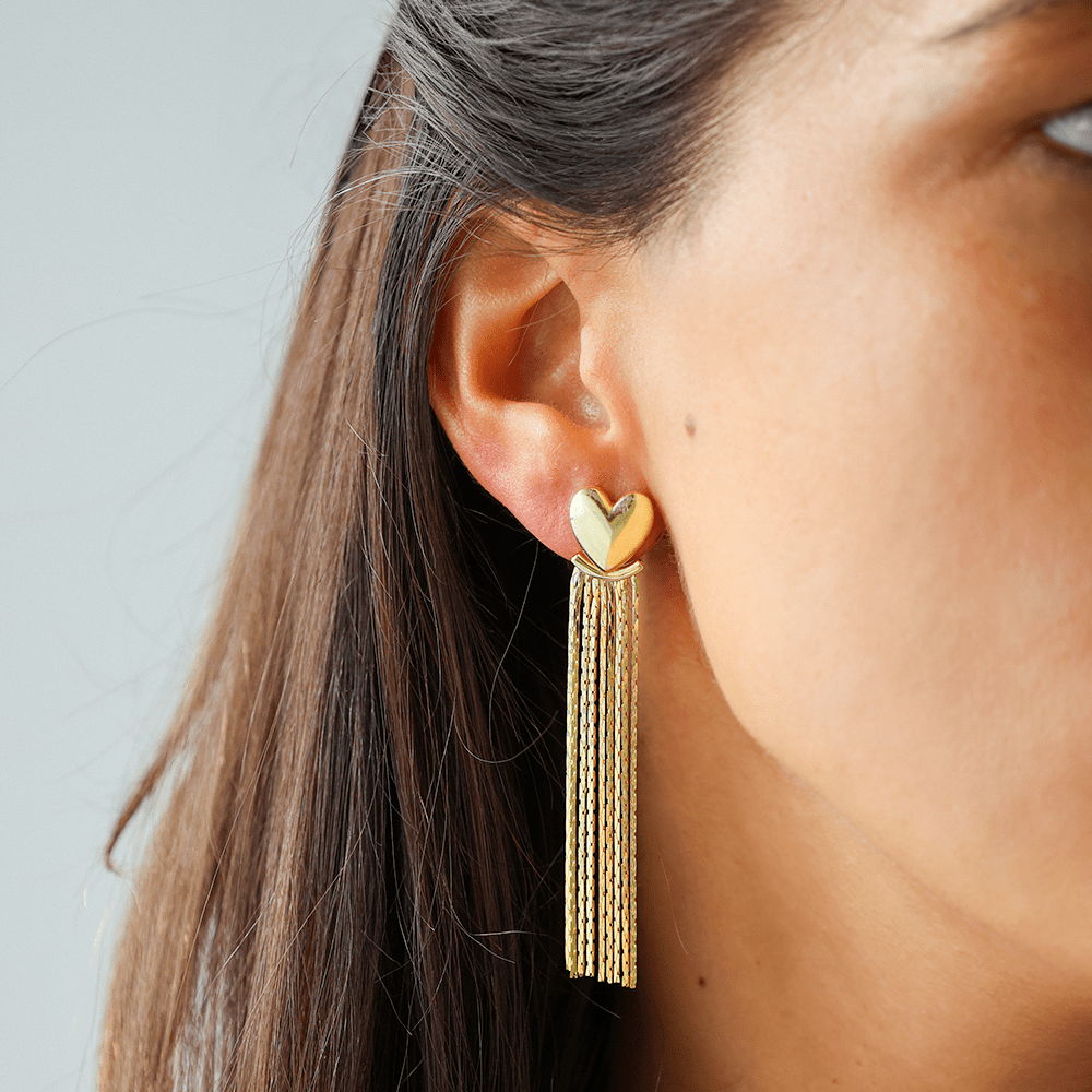 Brincos Coração em Prata Dourada Três Feitios - Loja do Ouro