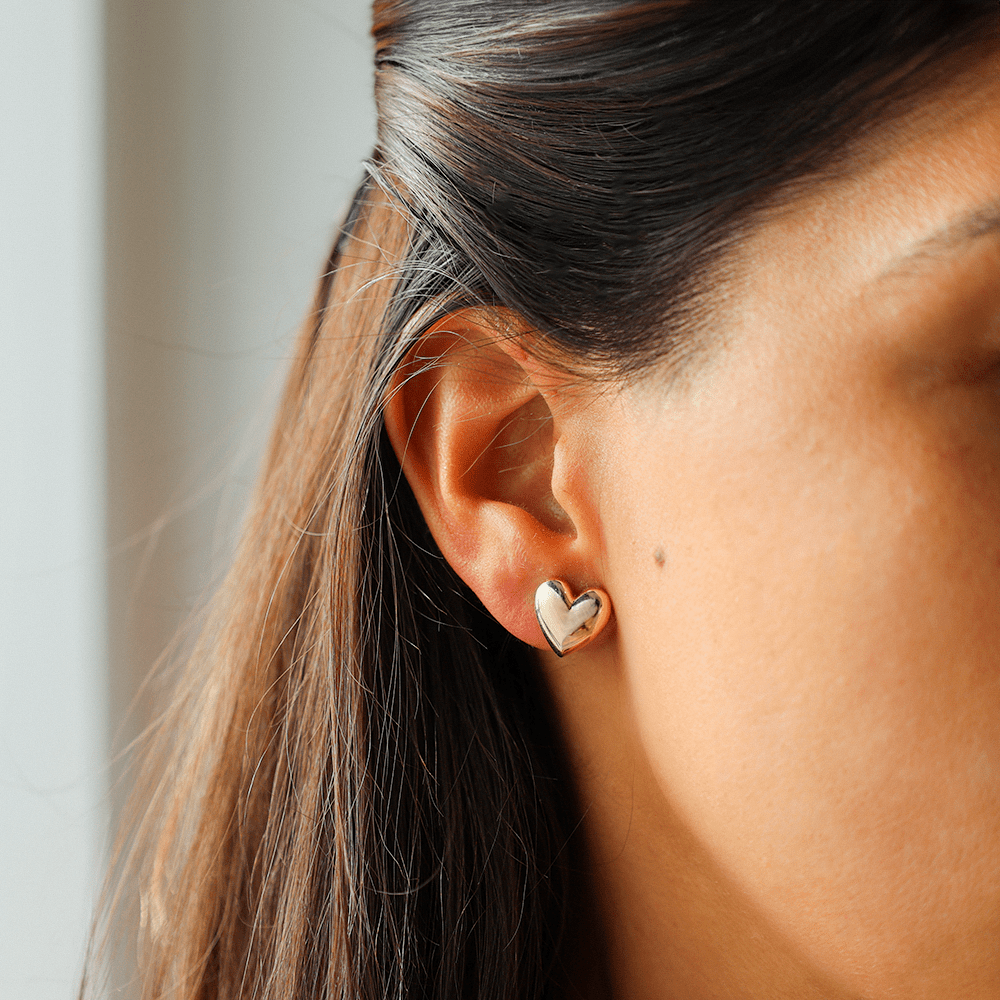 Brincos Coração em Prata Dourada Três Feitios - Loja do Ouro