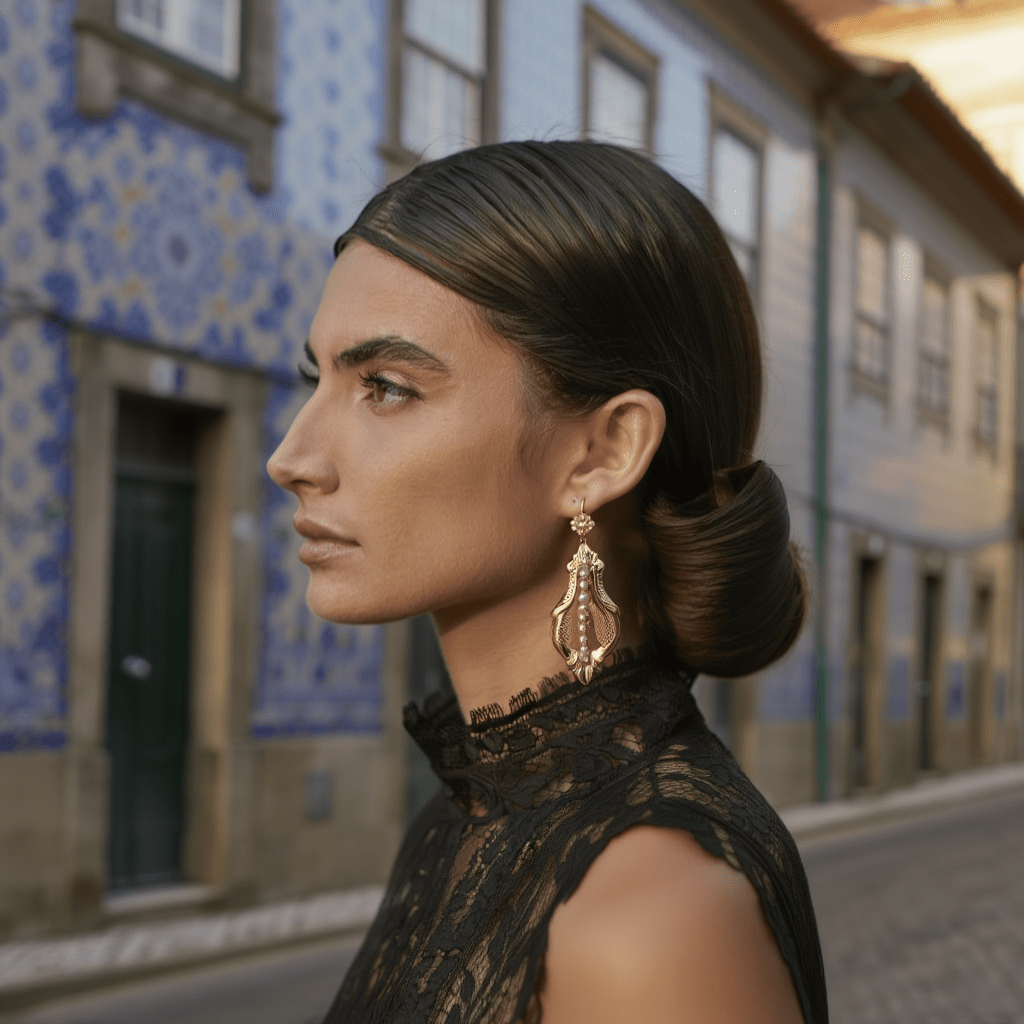 Brincos Destino em Prata Dourada (7.3cm) - Loja do Ouro