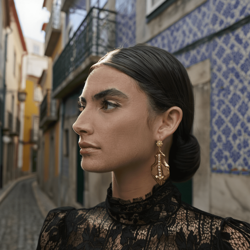 Brincos Destino em Prata Dourada (7.3cm) - Loja do Ouro