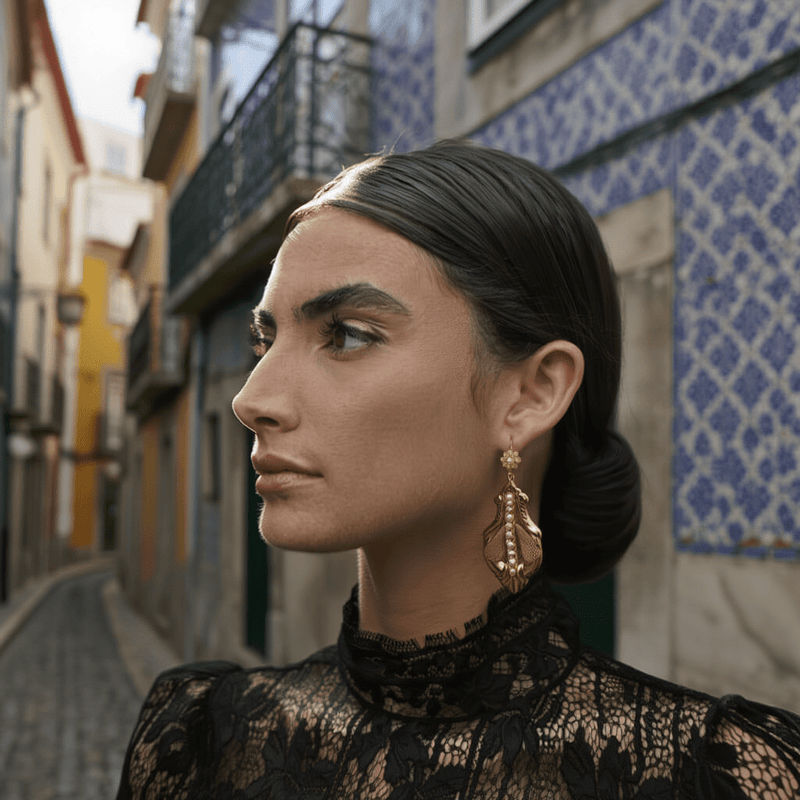 Brincos Destino em Prata Dourada (7.3cm) - Loja do Ouro