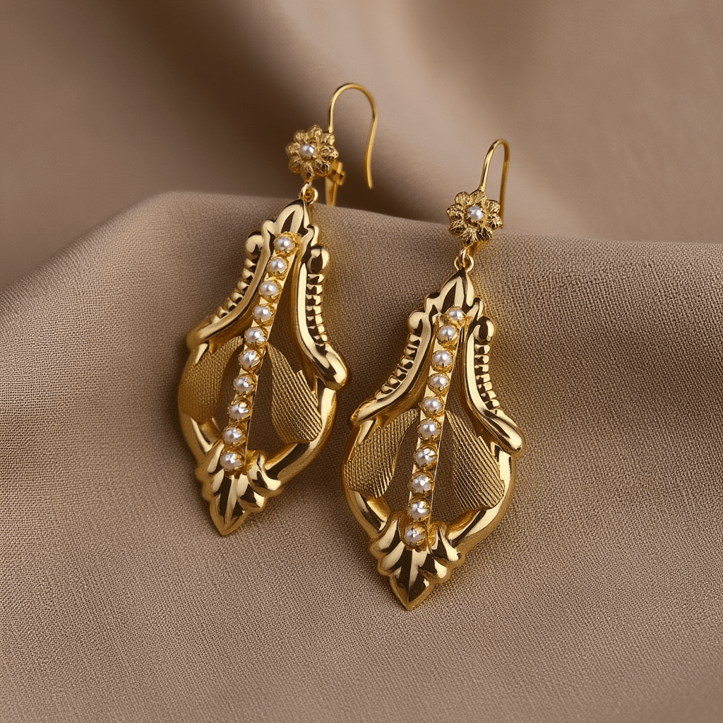 Brincos Destino em Prata Dourada (7.3cm) - Loja do Ouro