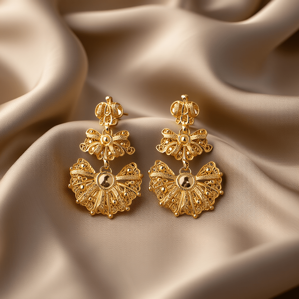 Pendientes de Duquesa en plata dorada (4