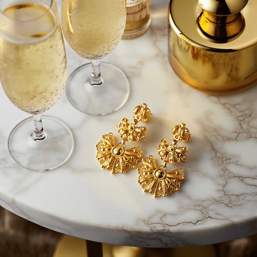 Brincos Duquesa em Prata Dourada (4.5cm) - Loja do Ouro