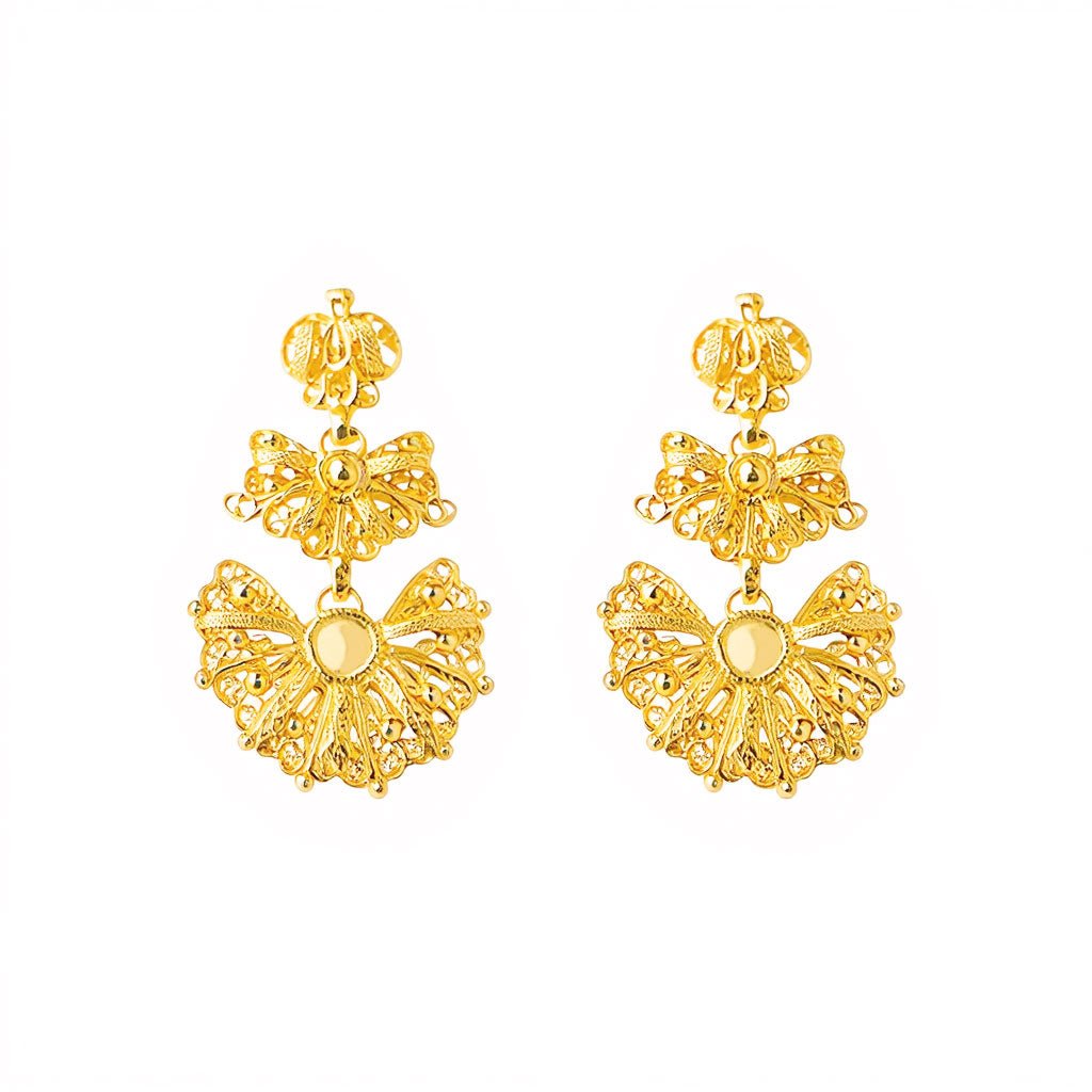 Brincos Duquesa em Prata Dourada (4.5cm) - Loja do Ouro