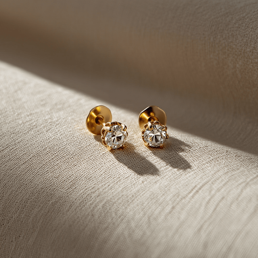 Brincos em Ouro 19kl com Zircónia (3mm) - Loja do Ouro