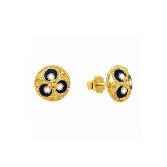 Brincos em Ouro de 19kl com Esmalte Colorido (0.87cm) - Loja do Ouro