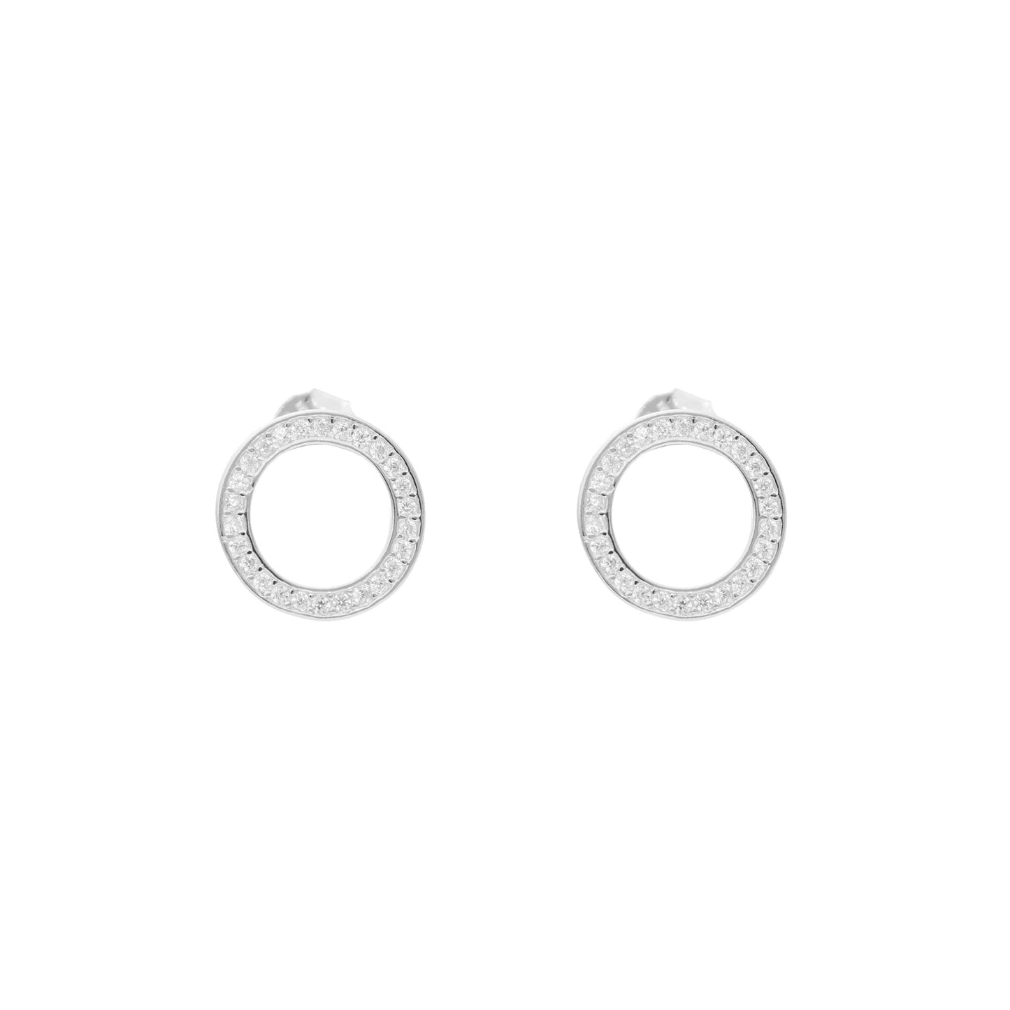 Brincos em Prata com Circulo cravejado de Zircónias - Loja do Ouro