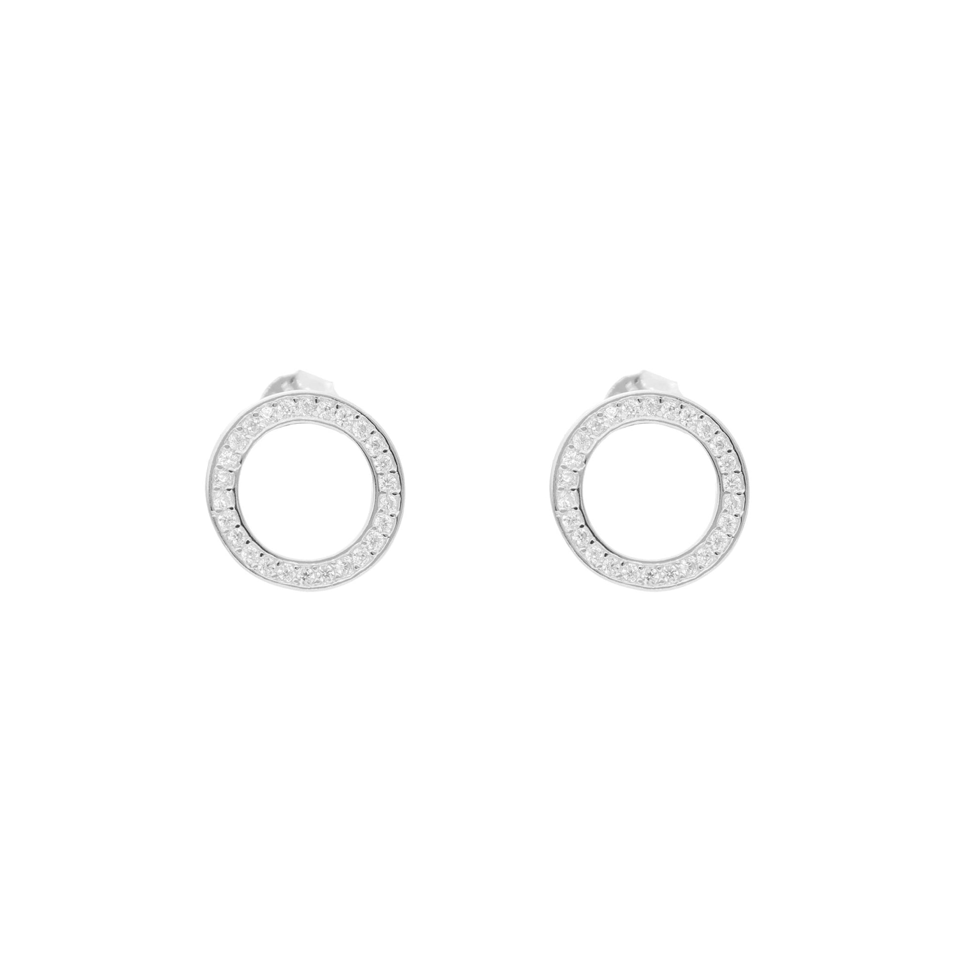 Brincos em Prata com Circulo cravejado de Zircónias - Loja do Ouro