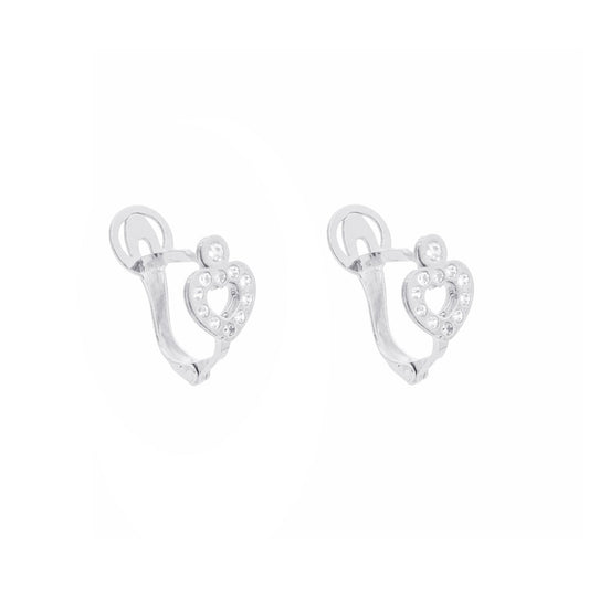 Brincos em Prata com Coração e Zircónias - Loja do Ouro