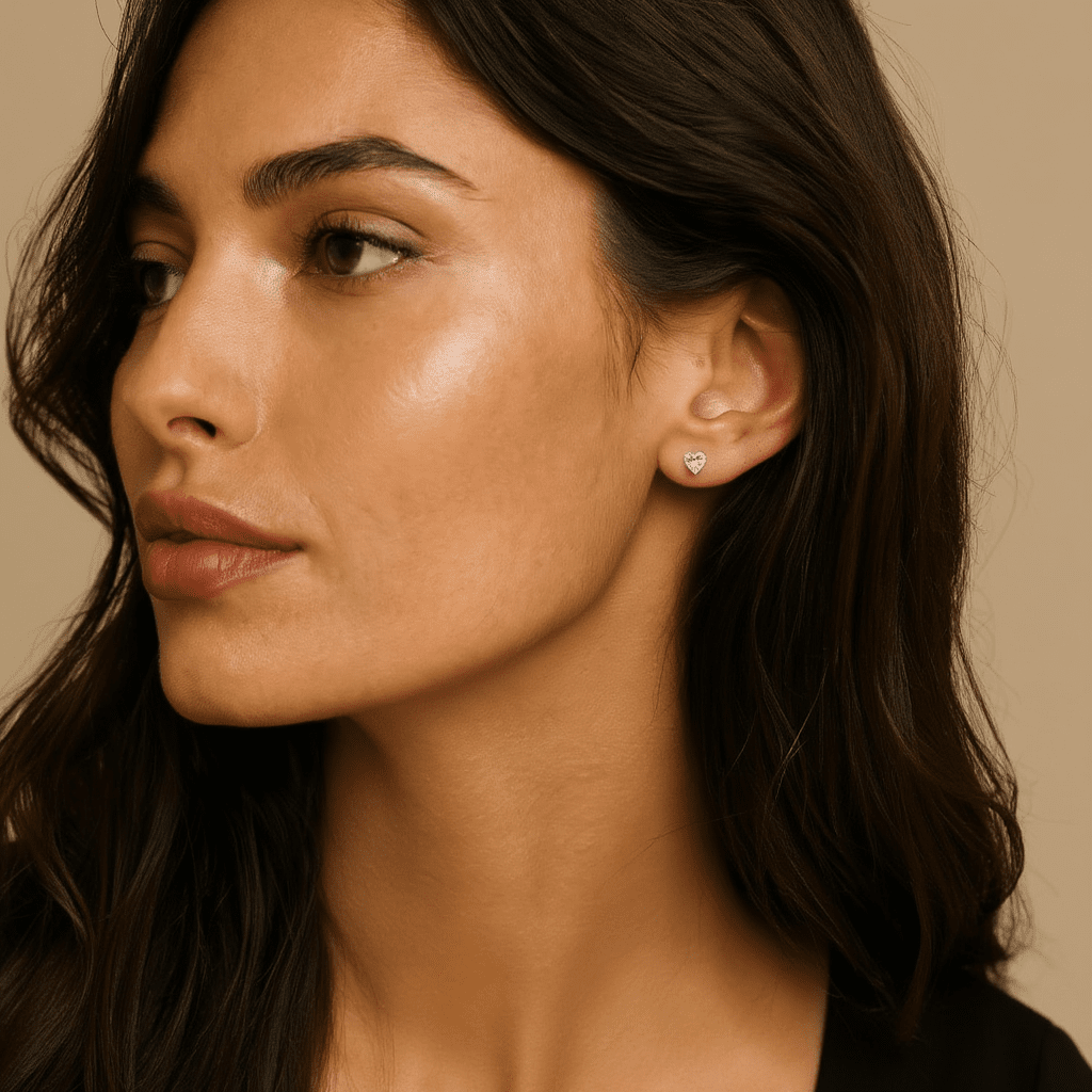 Brincos em Prata com Zircão Coração - Loja do Ouro