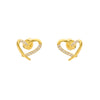 Brincos em Prata Dourada com Coração Estilizado e Zircónias - Loja do Ouro