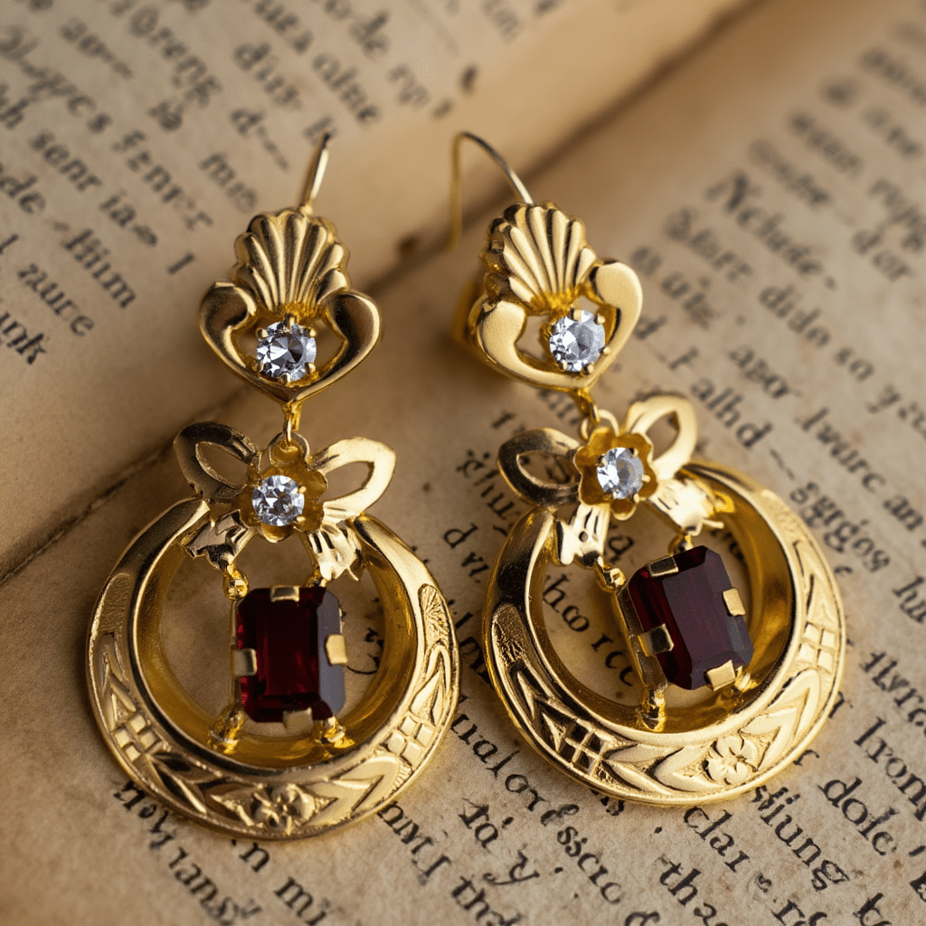Pendientes Encanto do Fado en plata dorada (5 cm) - Gold Store Premium