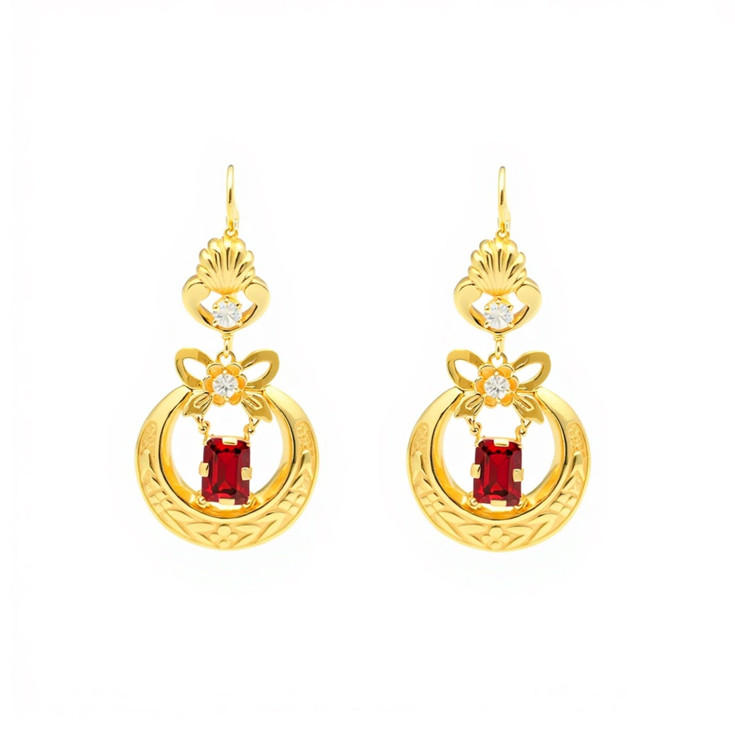 Brincos Encanto do Fado em Prata Dourada (5cm) - Loja do Ouro